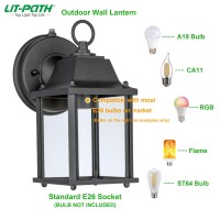 Litpath Dusk To Dawn Outdoor Wall Lantern Wall Sconce Waterproof Proch Light Fixture E26 Base Aluminum Housing Glass Shade