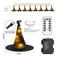 Minetom Halloween Decorations Lights Witch Hat 8Pc 56 Led Black Light Up Witch Hat Hanging Witch Hat Lights With Remote 8 Lig