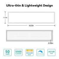 4Pack 1X4 Led Flat Panel Light Surface Mount 300040005000K Selectable Triac Dimmable 5500Lm 50W Led Flat Panel Light Input