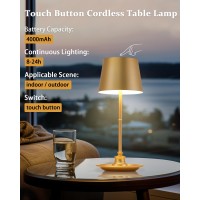 Cordless Table Lamp Rechargeable Battery Operated Led Table Lamps Adjustable Height Touch Wireless Lamp 3Level Brightness Sm