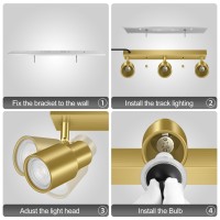 Plugin Track Lighting Led Track Light Fixtures Ceiling Gold 3Light Track Light For Kitchen 3 Way Ceiling Spotlight Rotatab