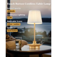 Gyrovu Cordless Table Lamp Rechargeable Battery Operated Led Table Lamps Portable Touch Wireless Lamp 3Level Brightness Smal