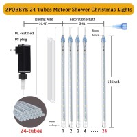 Zpqbeye Meteor Shower Lights Outdoor Christmas Lights 24Tube 576Leds Snow Falling Rain Cascading Icicle Lights For Christmas Tr