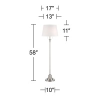 360 Lighting Spenser Transitional Traditional 58 Tall Standing Floor Lamp Skinny Pole Pull Chain Silver Metal Brushed Nickel F