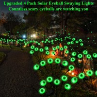 Halloween Decorations Outdoor Solar Scary Eyeball Lights 4Pack 24Led Swaying Spooky Halloweeen Decor Green Lights Waterproof Hal