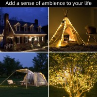 Solar Camping String Lights 39Ft 120Led Stowable String Lights With 8 Lighting Modes Usb Rechargeable Ip64 Waterproof Solar S