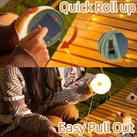 Solar Camping String Lights 39Ft 120Led Stowable String Lights With 8 Lighting Modes Usb Rechargeable Ip64 Waterproof Solar S