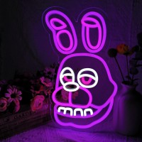 Funny Rabbit Neon Sign For Wall Decor Anime Rabbit Led Light For Bedroom Game Room Kids Room Birthday Decorations Usb Powe