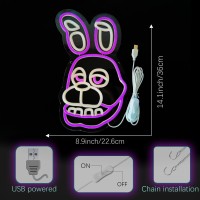 Funny Rabbit Neon Sign For Wall Decor Anime Rabbit Led Light For Bedroom Game Room Kids Room Birthday Decorations Usb Powe