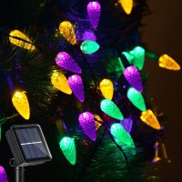 Solar Strawberry String Lights For Halloween Christmas Mardi Gras Decorations 50 Led C6 8 Modes Solar Christmas Lights For Outd