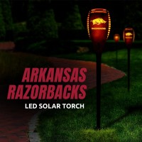 Arkansas Razorbacks Led Solar Torch Officially Licensed Flickering Flame Solar Light 3Ft Tall Weatherproof Outdoor Decor