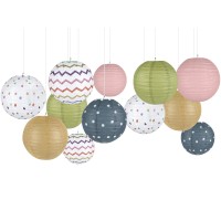 6Pcs Classroom Decorations Paper Lanterns Set 8Inch Boho Hanging Paper Lanterns Ceiling Party Decorations Coloful Paper Lanterns