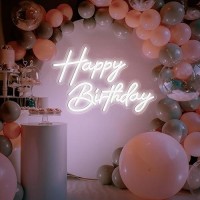 Happy Birthday Neon Sign For Wall Decor Happy Birthday Light Up Sign Art Decoration Usb Powered Happy Birthday Led Sign For Back