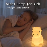 Smoorita Night Light For Kids Cute Night Lamp Bedroom Cow Nightlight For Baby Girl Boy Teem Battery Powered Silicone Animal Ni