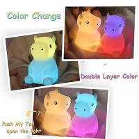 Smoorita Night Light For Kids Cute Night Lamp Bedroom Cow Nightlight For Baby Girl Boy Teem Battery Powered Silicone Animal Ni