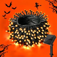 Cshare Solar String Lights For Halloween Orange Halloween String Lights 394Ft 120Led 8 Modes For Garden Yard Patio Tree Christ