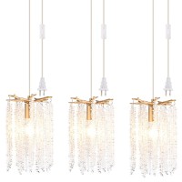 Mook Plug In Crystal Chandelier 3 Light With 15Ft Cord Modern Pendant Light For Bedroom Mini Antler Hanging Lamp For Kitchen Is