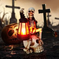 2024 Skeleton Halloween Decor Halloween Figurinehalloween Table Decor For Indoorhalloween Skull Decor With Led Lightskeleton