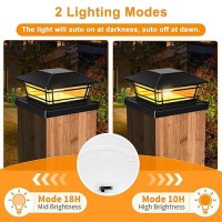 Kipeini Solar Post Cap Lights Outdoor 4Pack Led Bulb 2 Brightness Setting Fence Post Solar Lights Waterproof For 4X4 5X5 Or 5