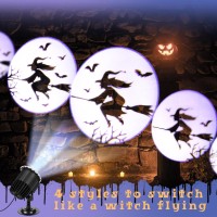 Lingvee Halloween Projector Lights Outdoor Led Projector Dynamic Witch Waterproof Outdoor Indoor Halloween Projection Flying Wit