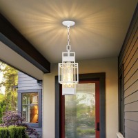 Partphoner 15 Outdoor Indoor Pendant Light Exterior Hanging Lantern Modern Metal Outside Chandelier Light Fixture Ceiling Mou