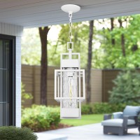 Partphoner 15 Outdoor Indoor Pendant Light Exterior Hanging Lantern Modern Metal Outside Chandelier Light Fixture Ceiling Mou