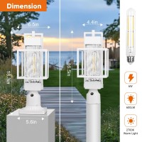 18 H Dusk To Dawn Outdoor Post Light Fixture Hardwired 120V Waterproof Aluminum Pole Light With Pier Mount Base Exterior Lam