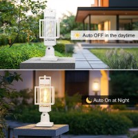 18 H Dusk To Dawn Outdoor Post Light Fixture Hardwired 120V Waterproof Aluminum Pole Light With Pier Mount Base Exterior Lam