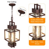 15 Outdoor Indoor Pendant Light Exterior Hanging Lantern Modern Metal Outside Chandelier Light Fixture Ceiling Mount With Wat