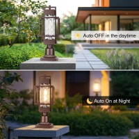 18 H Dusk To Dawn Outdoor Post Light Fixture Hardwired 120V Waterproof Aluminum Pole Light With Pier Mount Base Exterior Lam