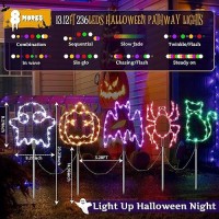 5 Pcs Halloween Pathway Lights 8 Lighting Modes Halloween Pumpkin Path Lights Multi Color Pathway Markers Lights Waterproof O