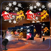 Lingvee Christmas Projector Lights Outdoor Led Projector Santa Claus On Dynamic Sleigh Waterproof Outdoor Indoor Christmas Proje