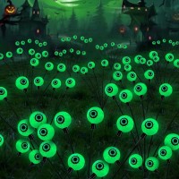 Halloween Decorations Outdoor Solar Scary Eyeball Lights 2 Pack 12 Led Green Solar Swaying Eyeballs Firefly Garden Lights Solar