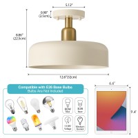 Bisamiya Modern Milk White Semi Flush Mount Ceiling Light Fixture Brass Accent And 126 Metal Shade Ceiling Light For Kitche