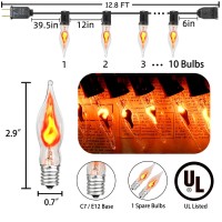 128Ft Halloween Lights Flickering Flame String Lights With 12 Pack Clear C7 Flame Light Bulbs2 Spare Great For Indoor Outdoo