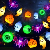 2024 Newset 5In1 Solar Halloween String Lights For Outdoor Decor Spooky Skull Bat Ghost Eyeball Pumpkin Lights For Halloween