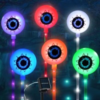 6 Pcs Solar Halloween Lights Eyeball Garden Lights For Halloween Decorations Outdoor Halloween Waterproof Lights 8 Modes Pathw