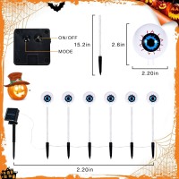 6 Pcs Solar Halloween Lights Eyeball Garden Lights For Halloween Decorations Outdoor Halloween Waterproof Lights 8 Modes Pathw