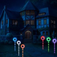 6 Pcs Solar Halloween Lights Eyeball Garden Lights For Halloween Decorations Outdoor Halloween Waterproof Lights 8 Modes Pathw