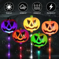 6 Pcs Solar Halloween Lights Pumpkin Garden Lights For Halloween Decorations Outdoor Halloween Waterproof Lights 8 Modes Pathw