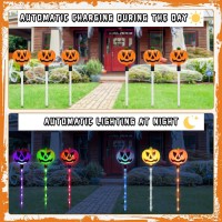 6 Pcs Solar Halloween Lights Pumpkin Garden Lights For Halloween Decorations Outdoor Halloween Waterproof Lights 8 Modes Pathw