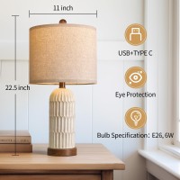 Oyears 225 Table Lamps For Living Room Boho Bedroom Lamps Set Of 2 Retro Farmhouse Lamps For Nightstands With Usb Ac Chargin