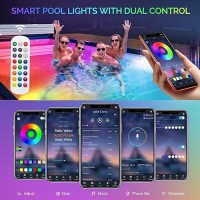 Loftek Smart Submersible Led Pool Lights 20W Rgb Music Sync Remote App Controlled Dimmable Underwater Lights Timer Ip68 Water