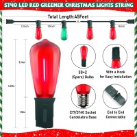 Led Red And Green Christmas Lights 45Ft Patio String Lights Outdoor Waterproof With 30 Led Red Green Shatterproof Bulbs Hangin