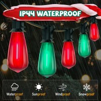 Led Red And Green Christmas Lights 45Ft Patio String Lights Outdoor Waterproof With 30 Led Red Green Shatterproof Bulbs Hangin