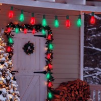 Led Red And Green Christmas Lights 45Ft Patio String Lights Outdoor Waterproof With 30 Led Red Green Shatterproof Bulbs Hangin