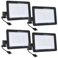 4Pack60W Led Flood Light Outdoor 6600Lm Led Work Light With 6Ft Us Plug Ip67 Waterproof Exterior Security Lights 6000K Daylight