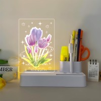 Tulip Led Desk Lamp For Home Office Acrylic Small Night Light With Pen Holderdetachable Led Base Study Touch Table Lamp Fo