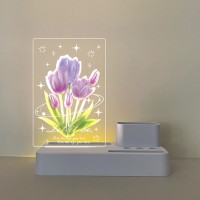 Tulip Led Desk Lamp For Home Office Acrylic Small Night Light With Pen Holderdetachable Led Base Study Touch Table Lamp Fo