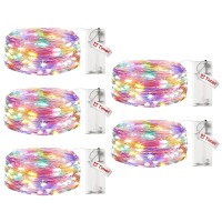 5 Pack Fairy Lights Battery Operated 7Ft 20Led String Lights With Timer Waterproof Silver Wire Fairy Lights Battery Powered Twi